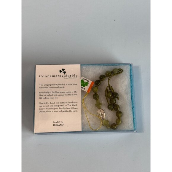 Genuine Connemara Marble Green Prayer Beads Handmade In Ireland With Cross Desig - Picture 2 of 8